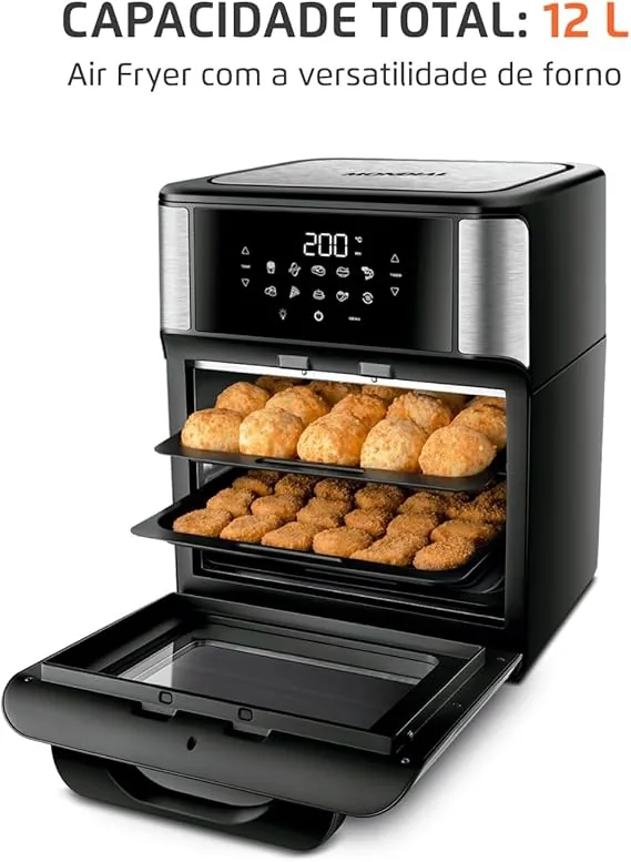 Capacidade total de 12 litros com a versatilidade de forno